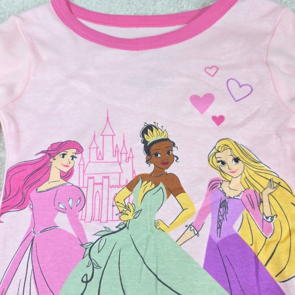 Disney Princess Pajama Set Kids 3T Pink Graphic Snug Fitting 2-Piece Comfort NWT